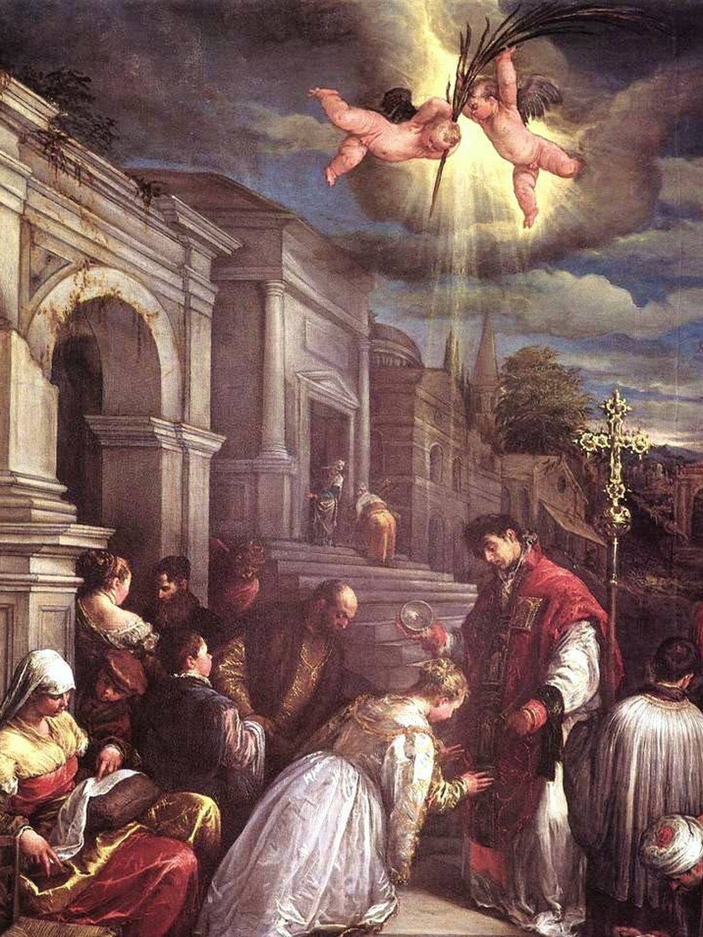 'San Valentín bautiza a Santa Lucía', cuadro de Jacopo Bassano. (C.C.)