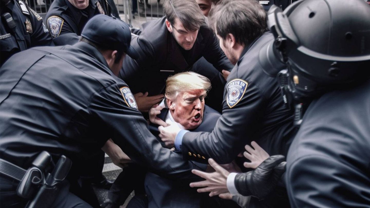 Fotos falsas del arresto de Donald Trump generadas con la última versión de Midjourney. (Eliot Higgins)