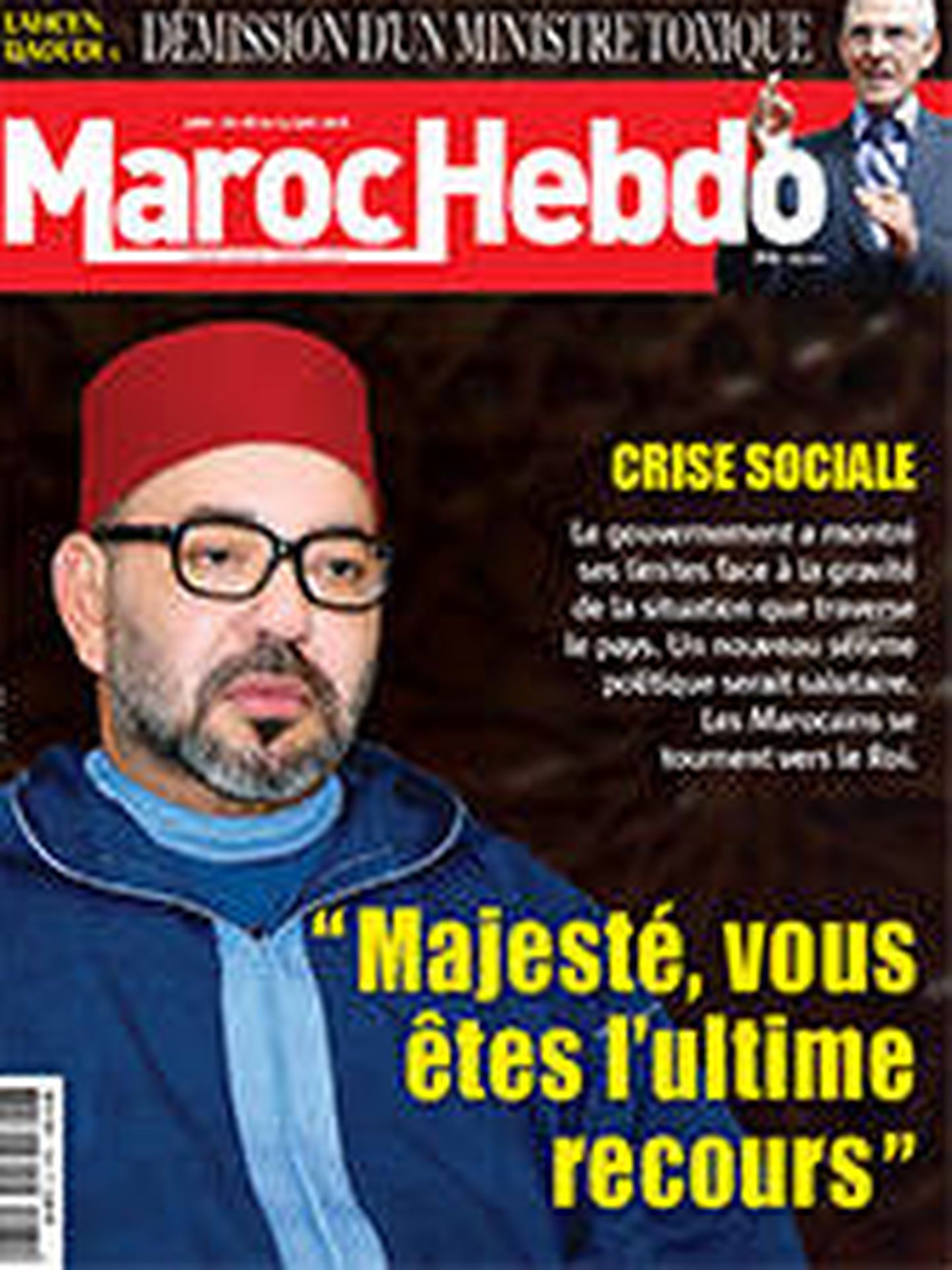 Portada del semanario 'Maroc-Hebdo'
