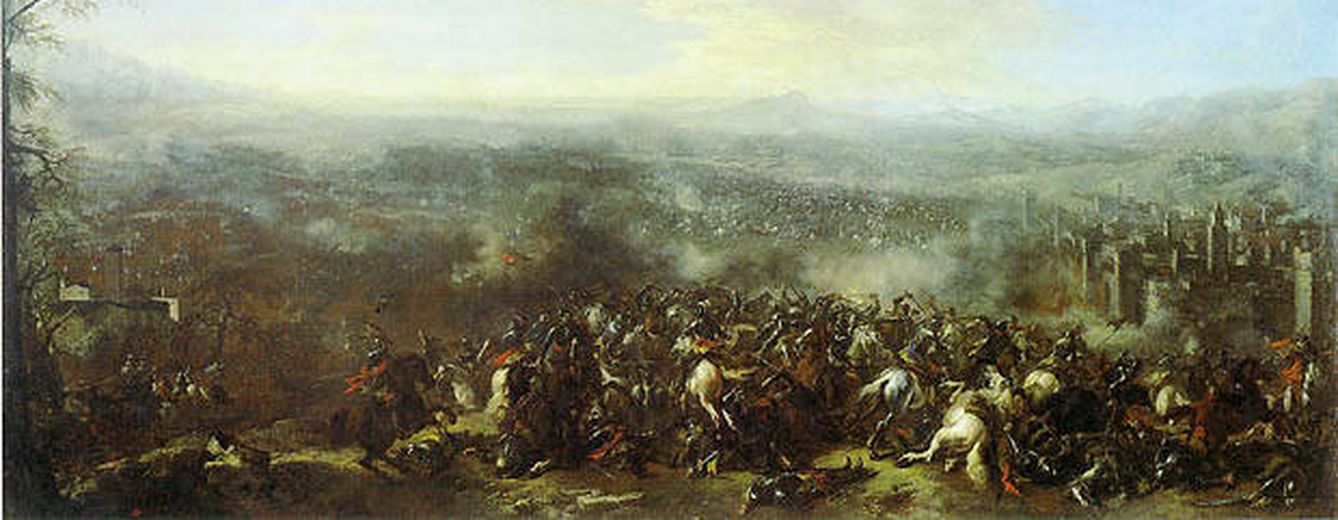 Representación de la batalla, según el pintor Jacques Courtois.