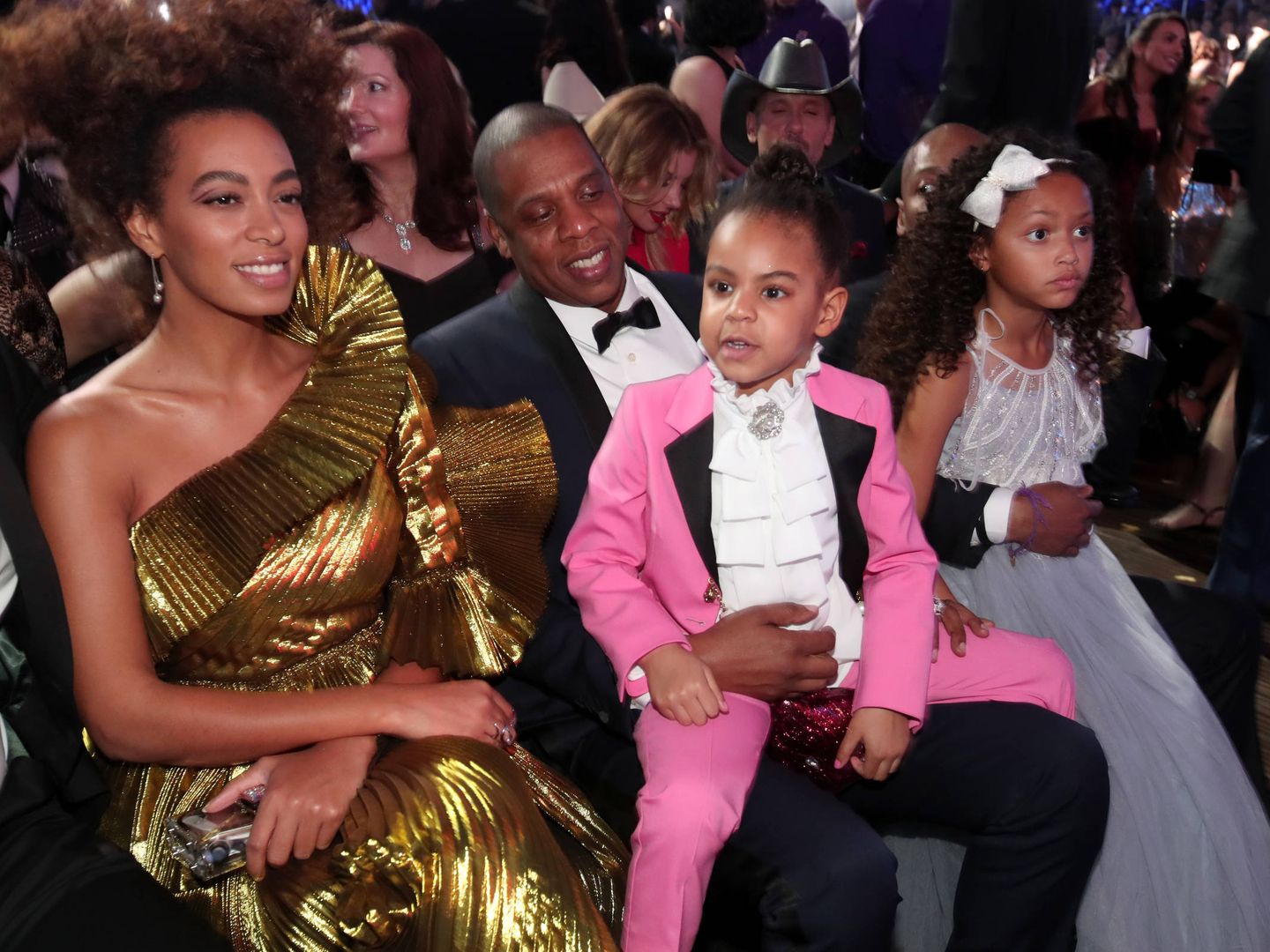 Solange Knowles, Jay-Z y Blue Ivy Carter. (Getty)