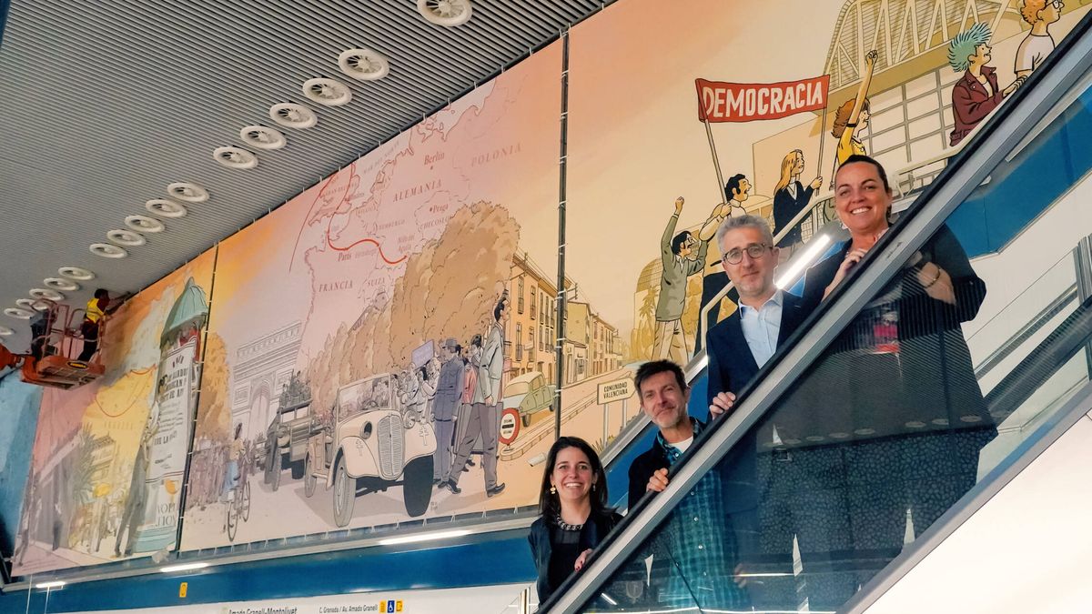 La liberación de París vista desde Valencia: un mural recuerda a Amado Granell en el Metro