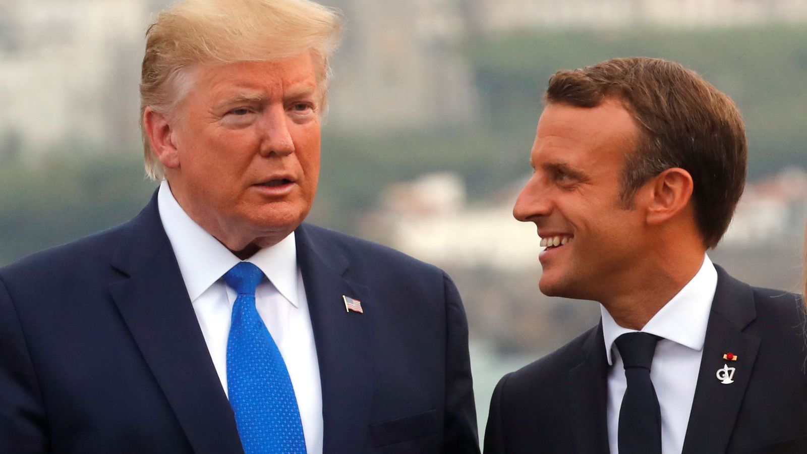 Foto: El presidente de EEUU, Donald Trump, y el presidente de Francia, Emmanuel Macron, durante la recepción de la Cumbre anual del G-7. (Reuters)