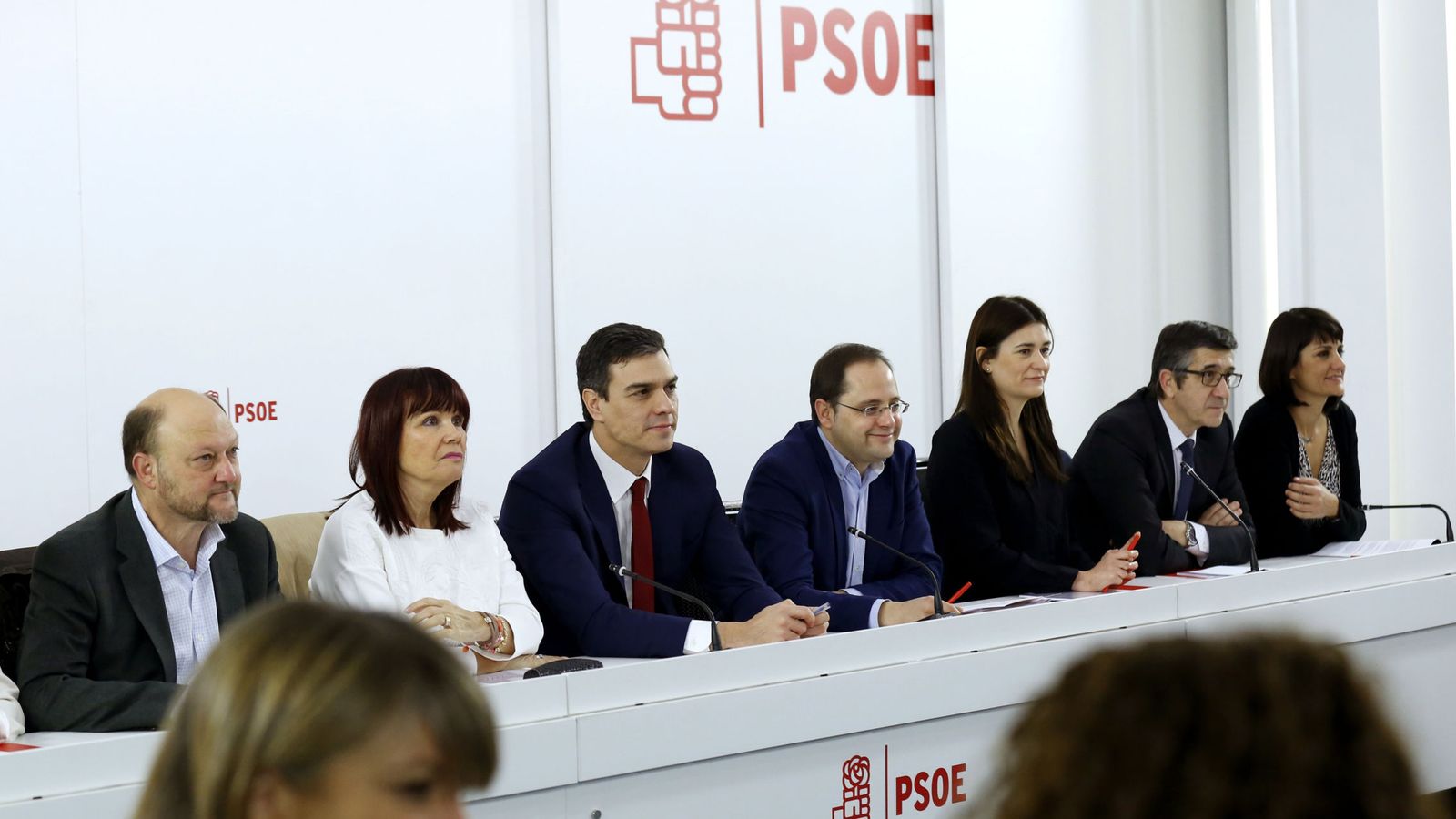 Foto: Reunión de la ejecutiva federal del PSOE, este 24 de febrero en Ferraz. (EFE)