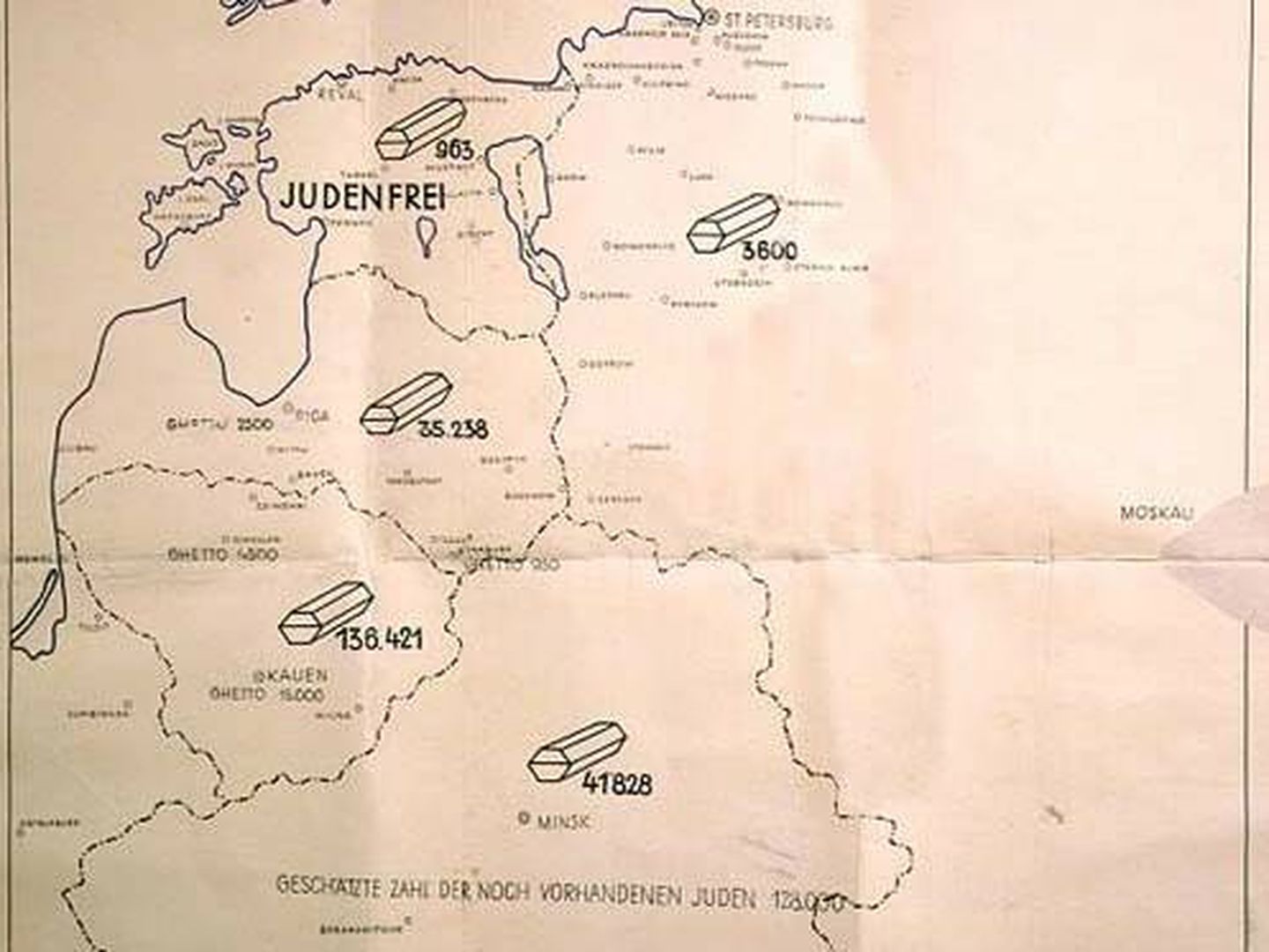 Mapa que ilustraba el informe de Heydrich. (Stahlecker/Dominio público)