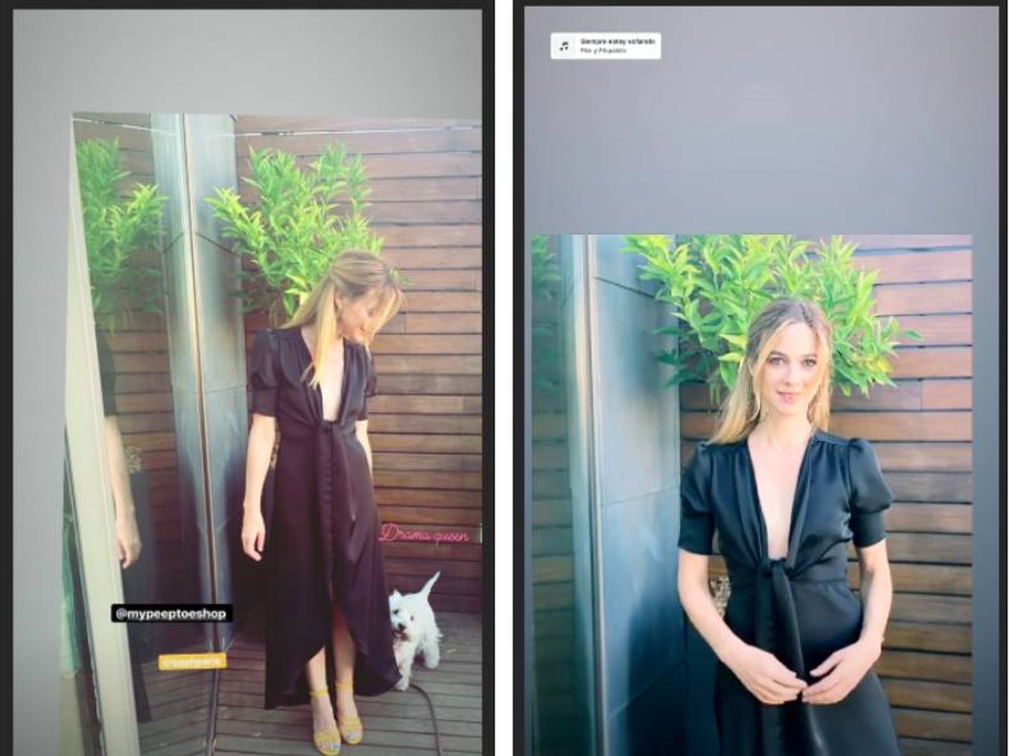 La actriz con el vestido en cuestión en sus stories. (Instagram)