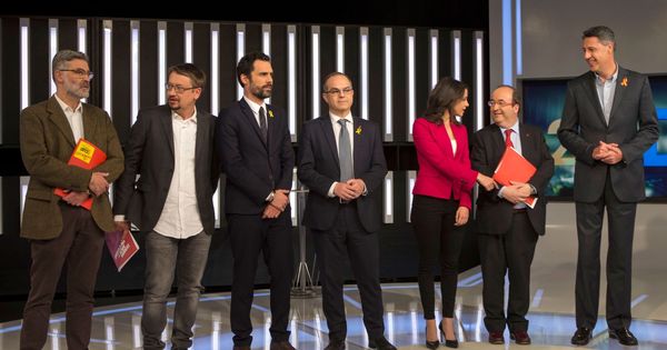 Foto: Los candidatos a la Generalitat de Cataluña en el último debate.