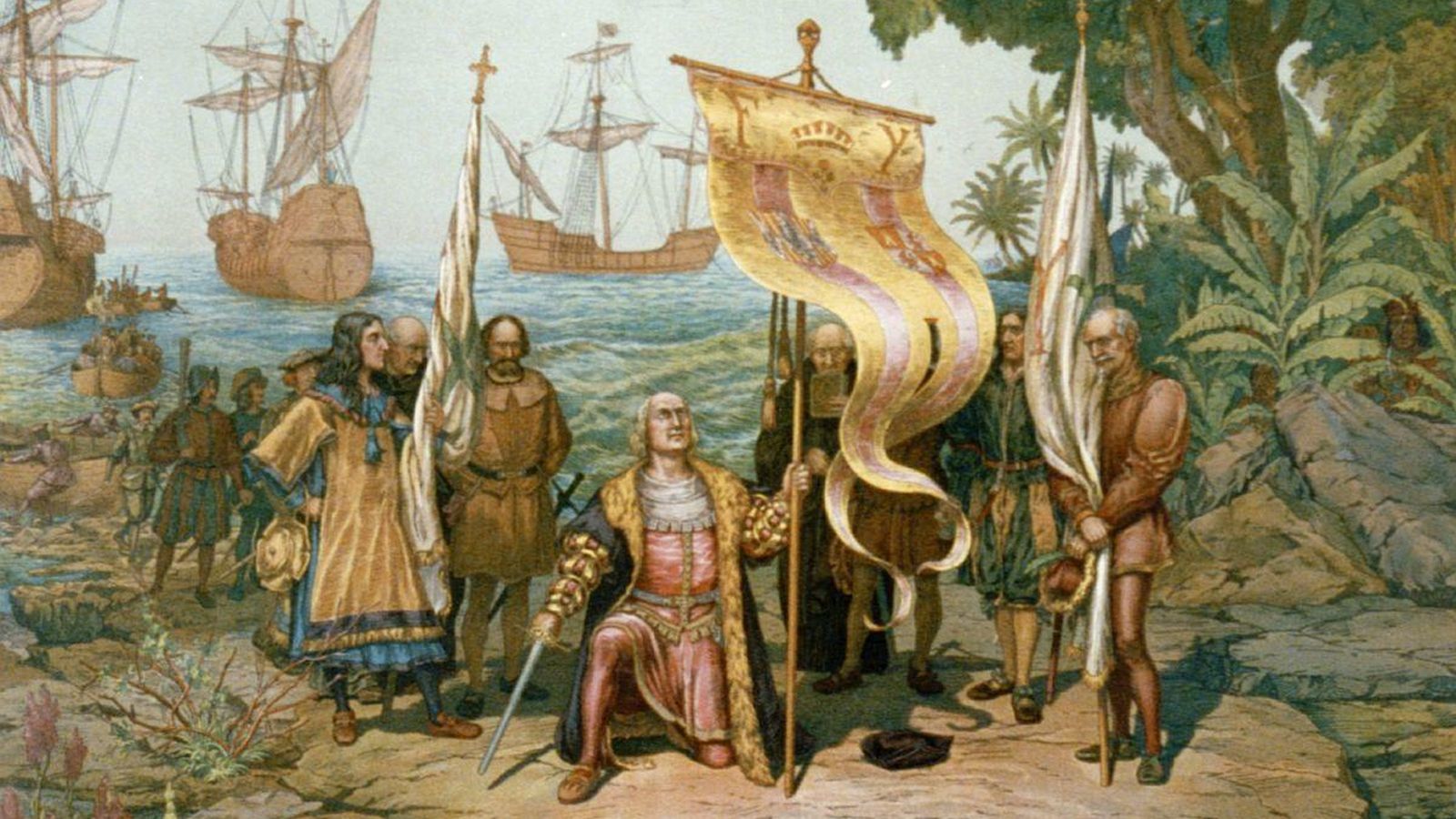 Foto: La expedición de Colón en su llegada a La Española.