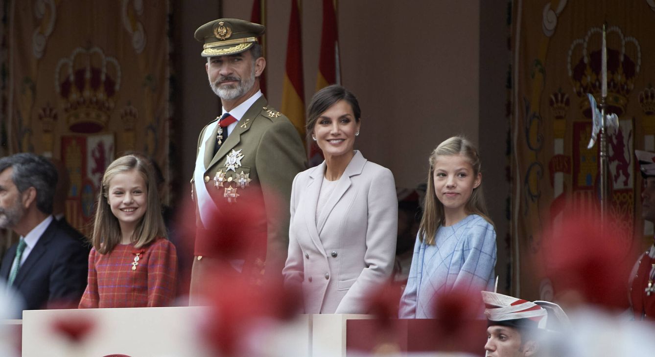 La familia real española durante el 12 de octubre de 2018. (Getty)