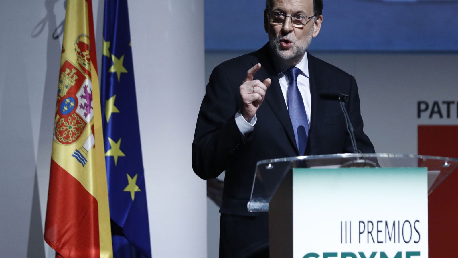 Foto: El presidente del Gobierno, Mariano Rajoy, durante su intervención en la entrega de los Premios Cepyme. (EFE)