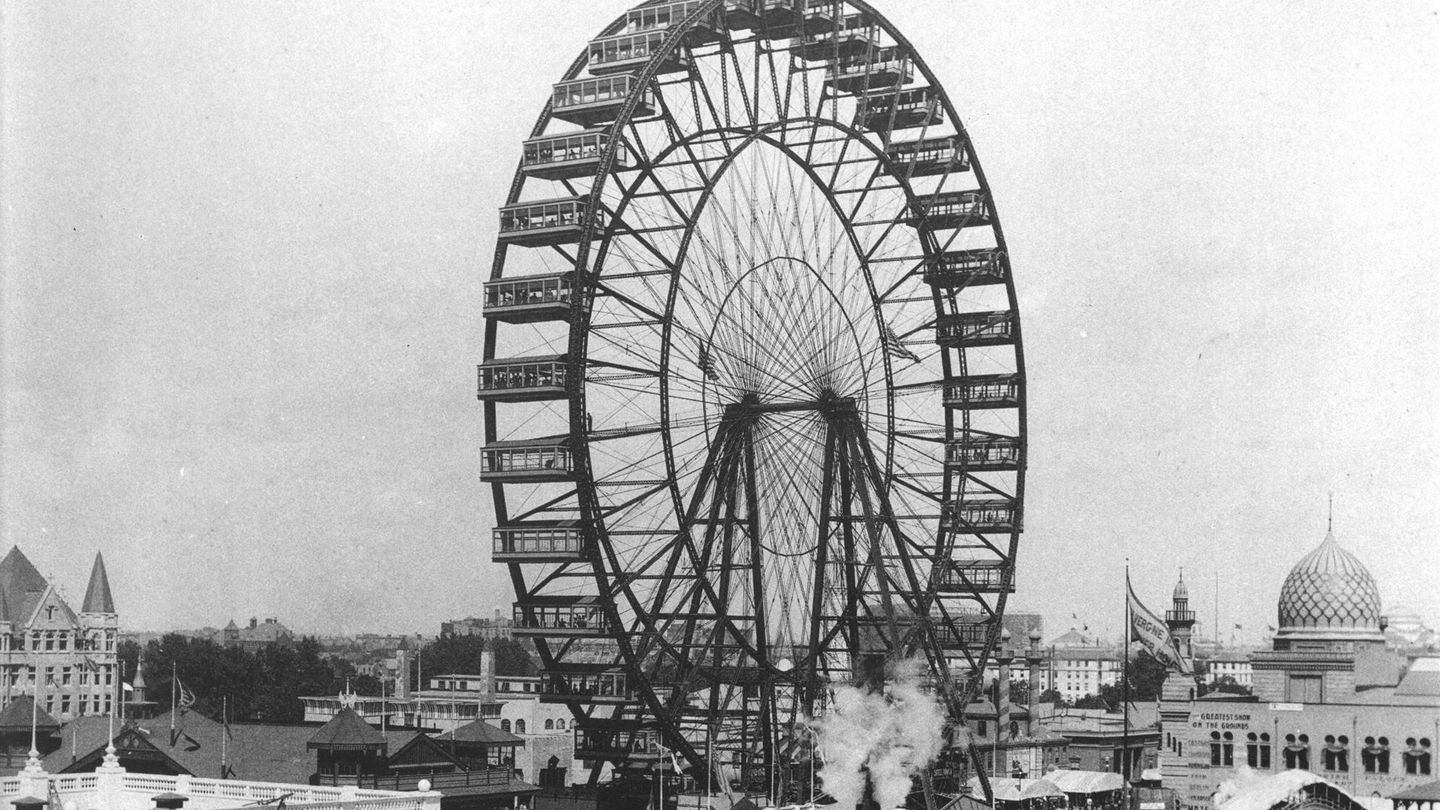 La noria instalada para la Exposición Universal  de Chicago de 1893