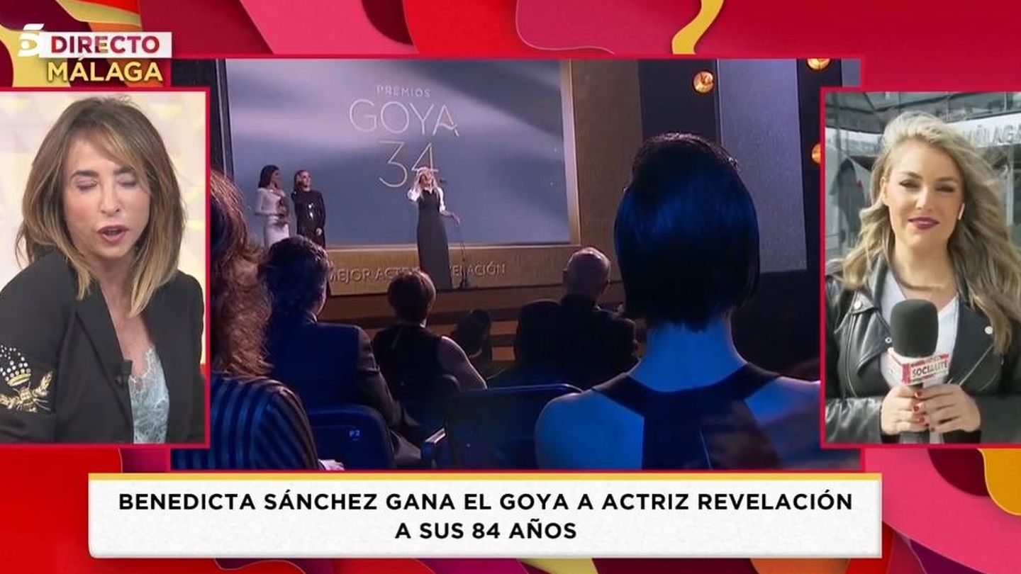 María Patiño y la reportera Giovanna González, en 'Socialité'). (Telecinco).