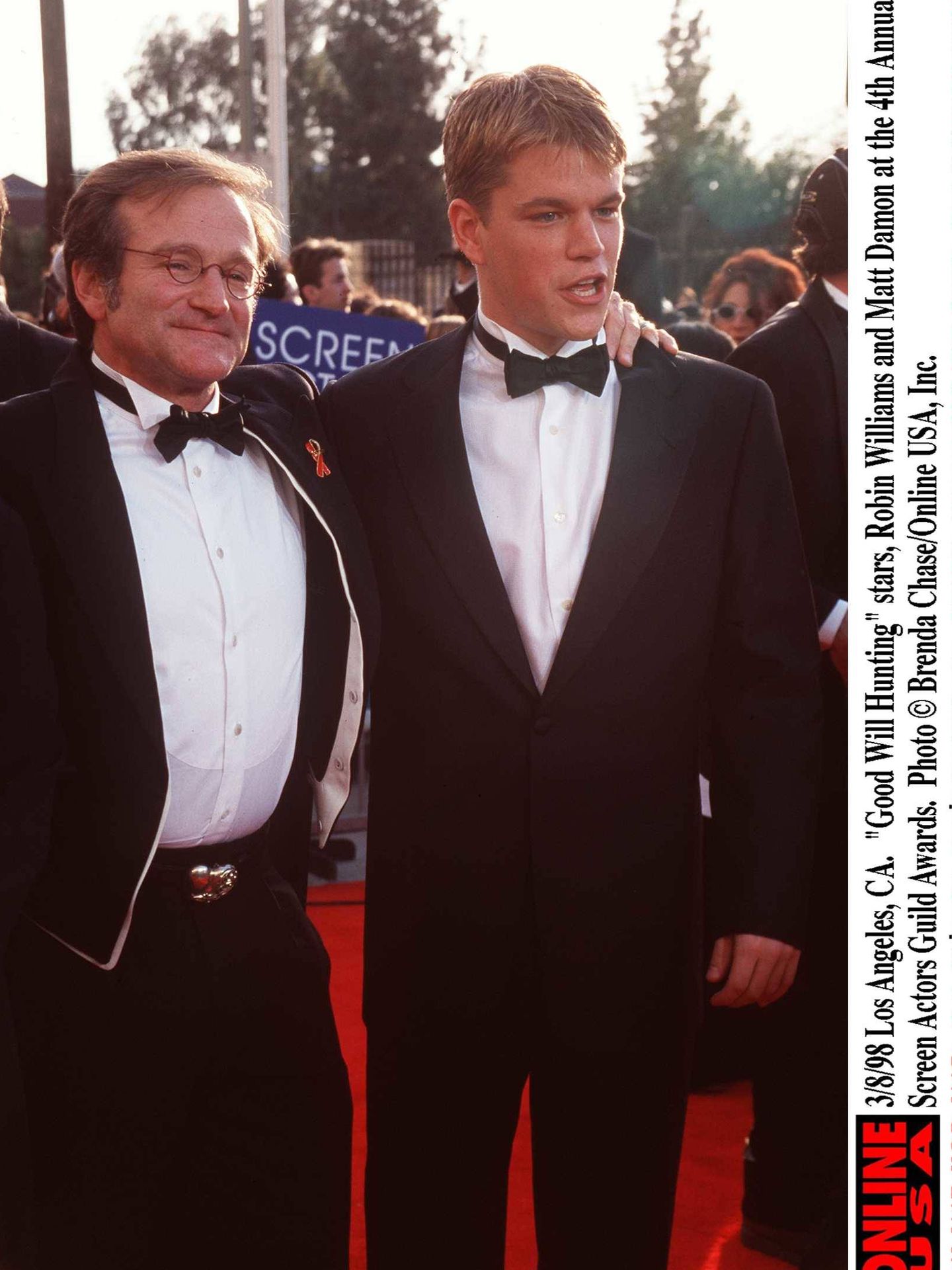  Robin Williams y Matt Damon, en 1998. (Getty)