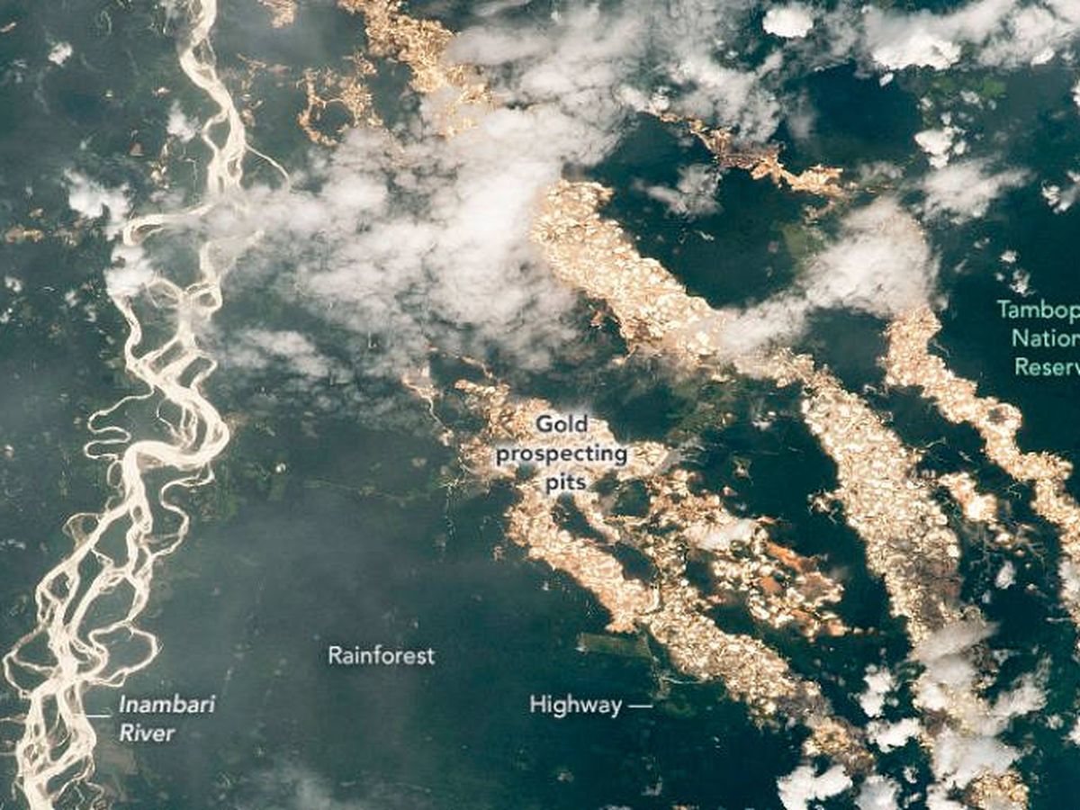 Foto: Los ríos de oro de Perú que la NASA ha logrado recoger desde el espacio. (NASA)