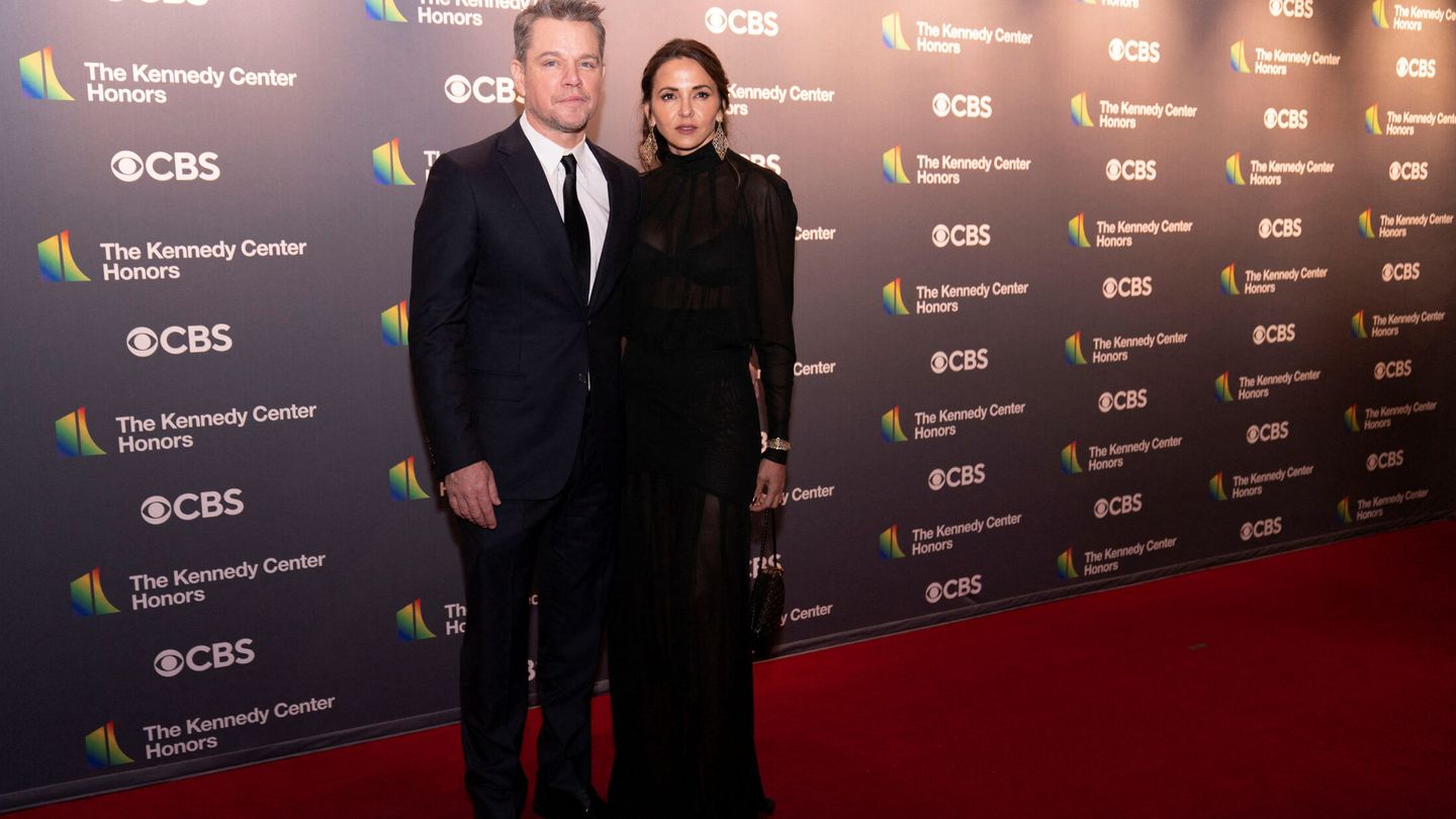 Matt Damon y Luciana Barroso. (Reuters/Sarah Silbiger)