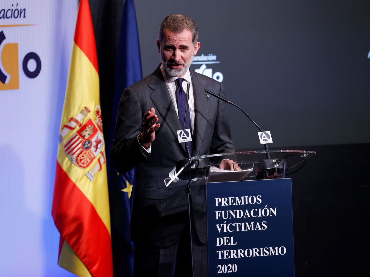 Foto: El rey Felipe VI, en la entrega de la XVII edición de los Premios Fundación Víctimas del Terrorismo. (EFE)