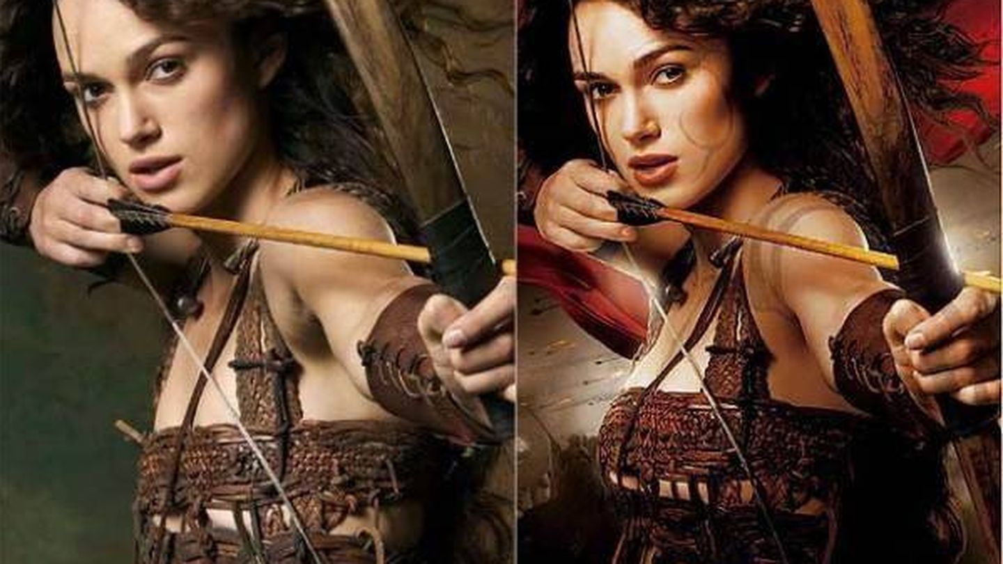 El cartel de la película antes y después del retoque. (Touchstone Pictures)