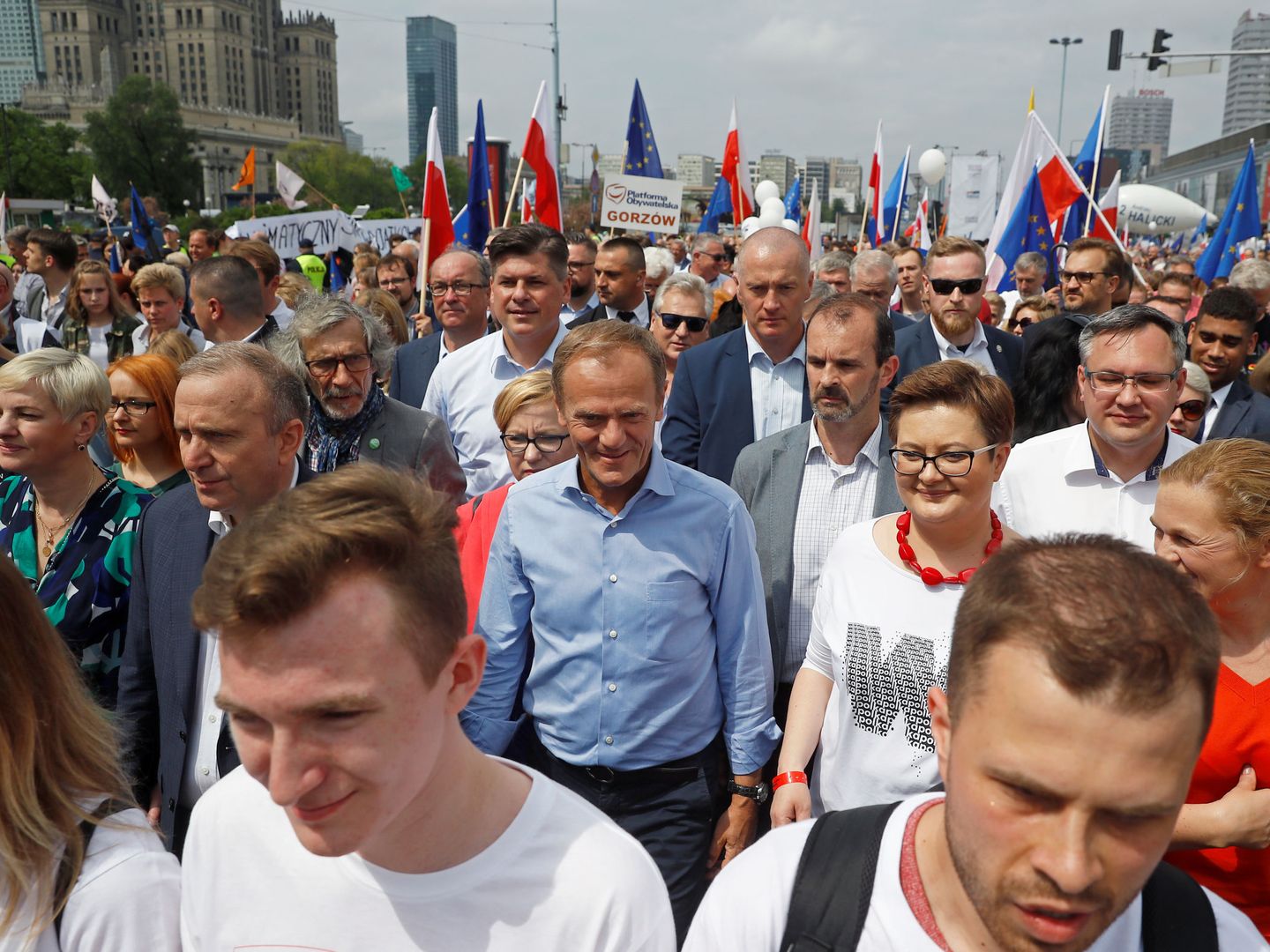 Tusk durante una marcha en Varsovia este año. (Reuters)