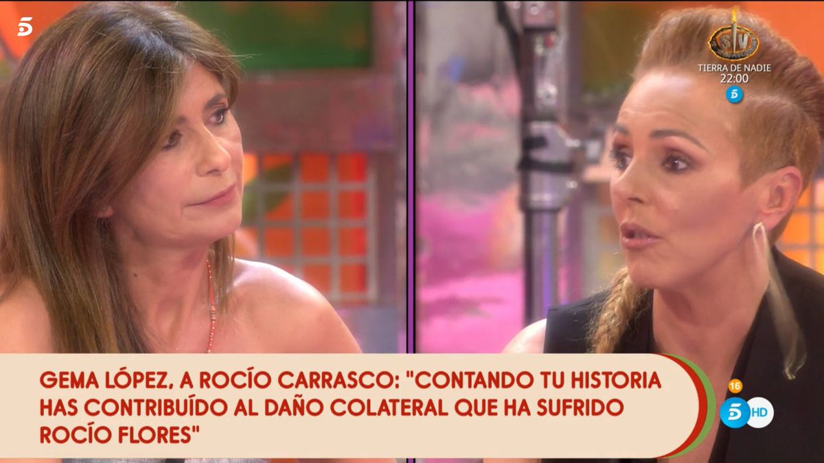 'Sálvame': Rocío Carrasco, al borde de la lágrima tras su cara a cara con Gema López