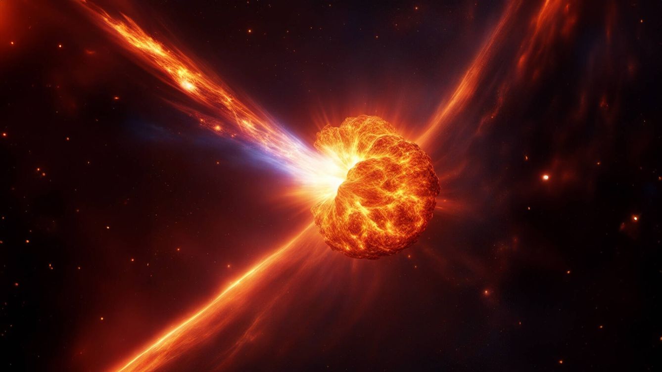 Foto: Ilustración de una explosión de un cometa en el espacio según la inteligencia artificial. (Inteligencia artificial/SDXL/Novaceno)