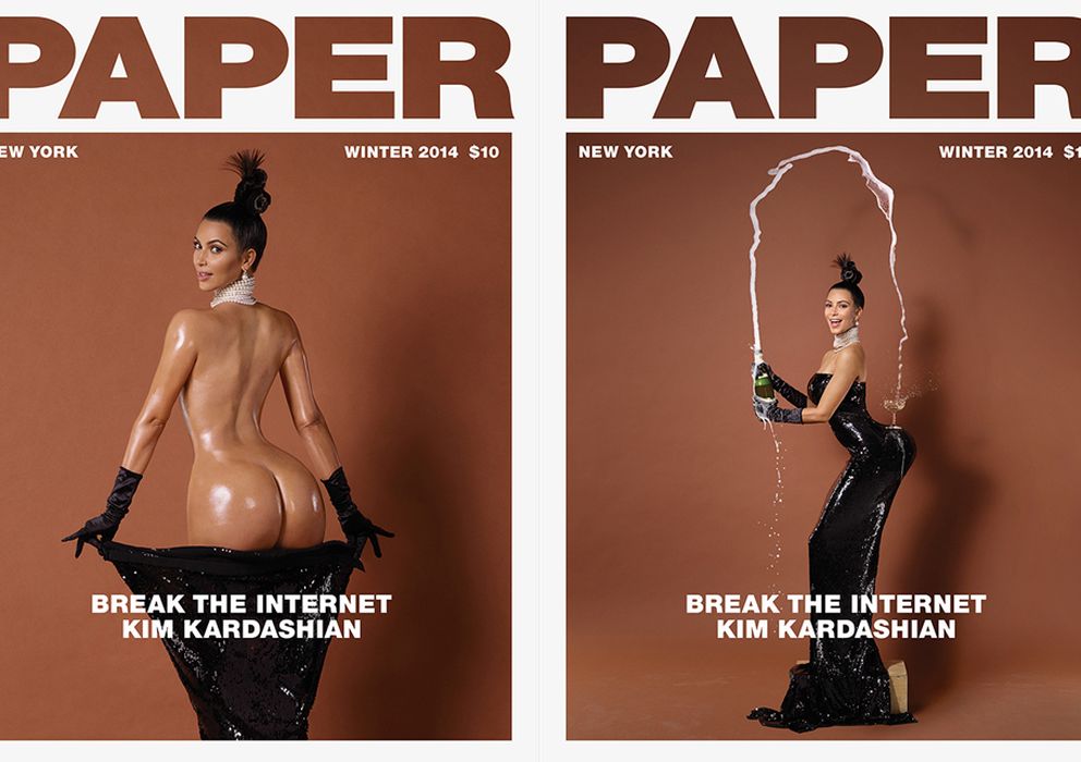 Foto: Las dos portadas de la polémica Kim Kardashian para la revista 'Paper'