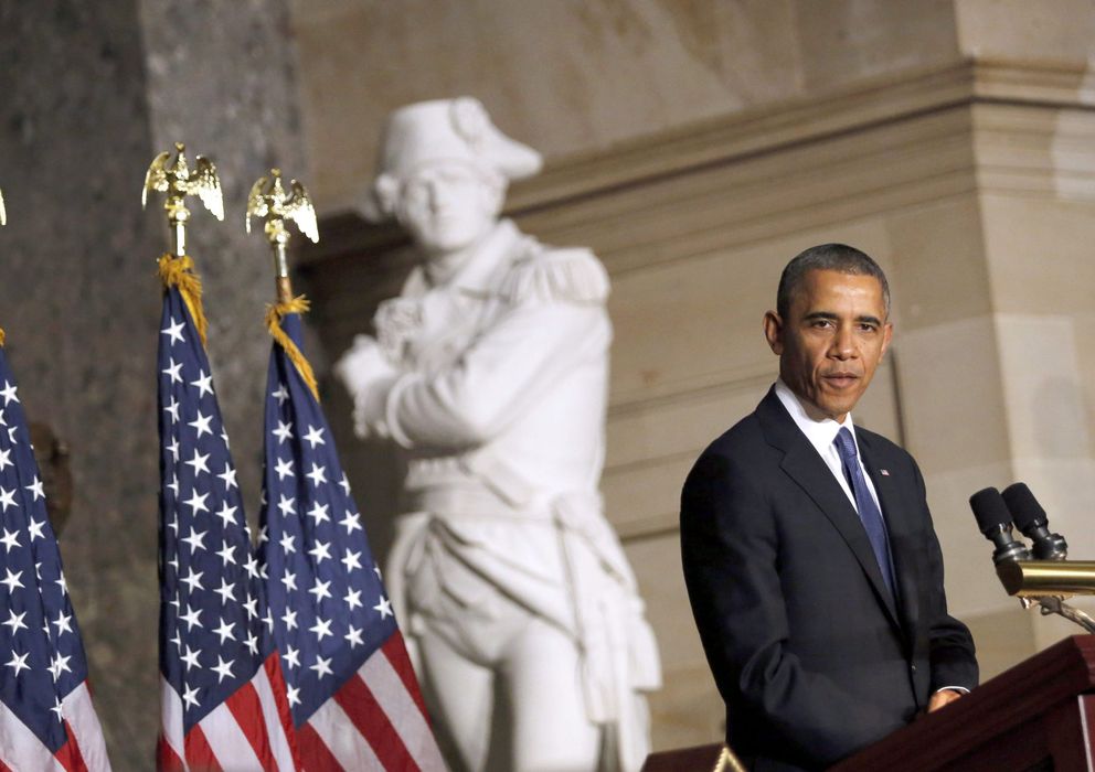 Foto: El presidente de Estados Unidos, Barack Obama, da un discurso en el Capitolio (Efe).