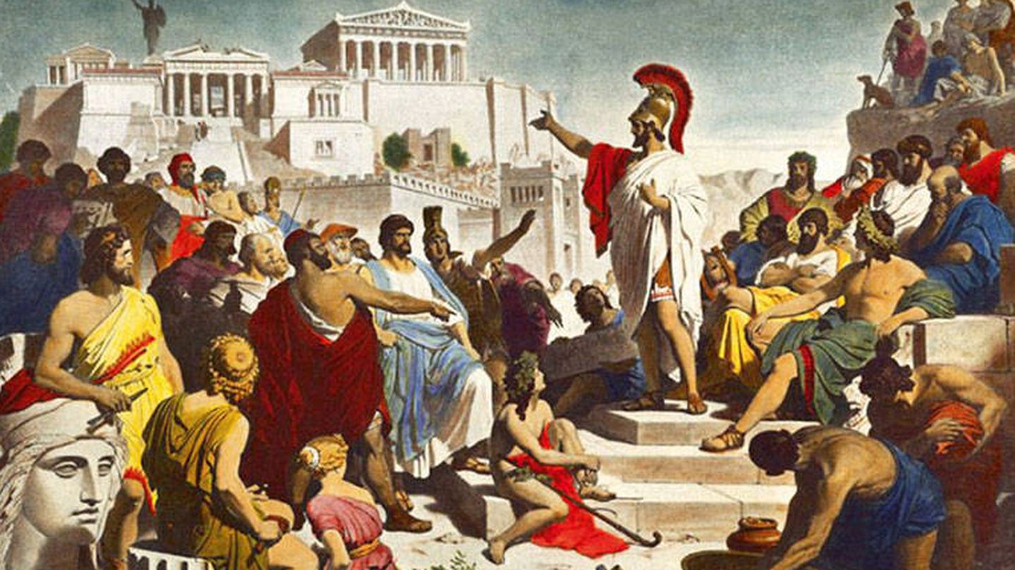 Pericles se dirige a la asamblea de Atenas