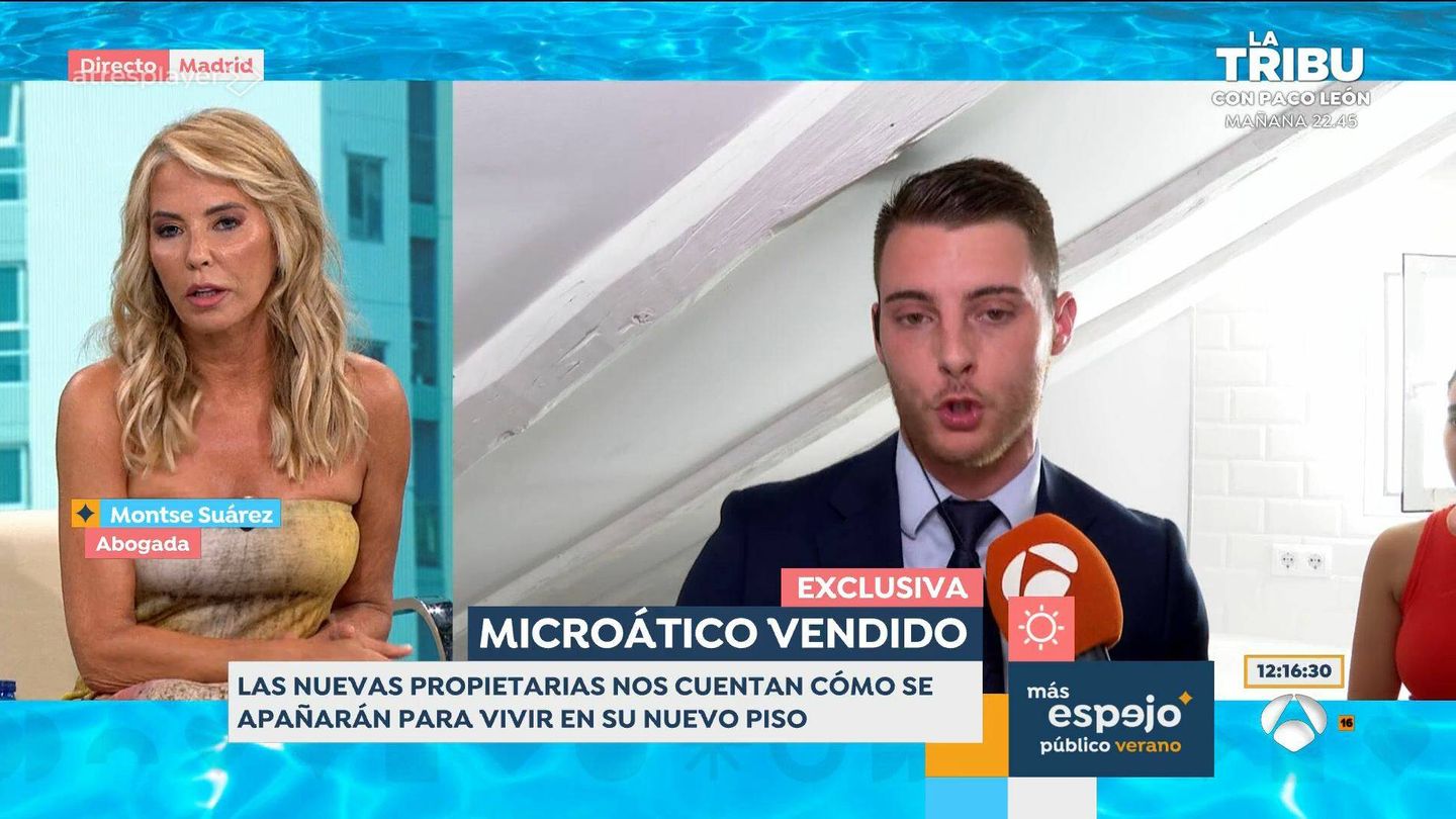 Montse Suárez y el agente inmobiliario, en 'Espejo público'. (Antena 3)