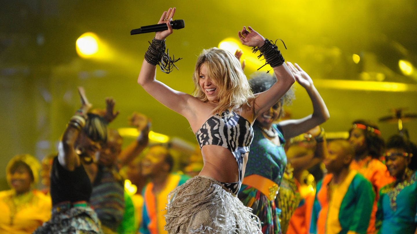 Shakira actuando durante el Mundial de Sudáfrica. (Getty)