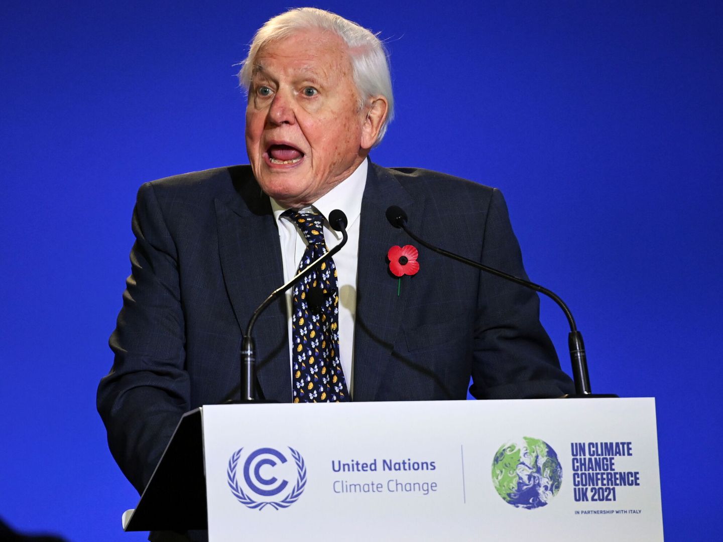 Sir David Attenborough en la cumbre de Glasgow. (Reuters/Jeff J. Mitchell)
