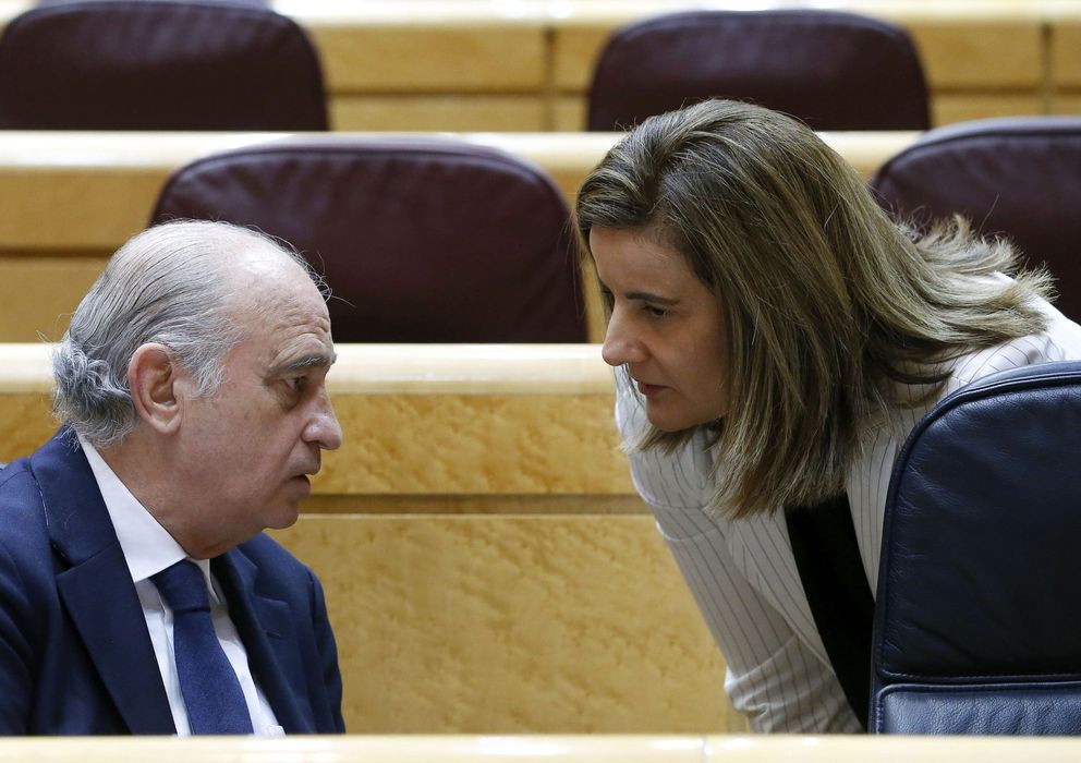 Foto: El ministro del Interior, Jorge Fernández Díaz, y la ministra de Empleo, Fátima Báñez, en el Senado (EFE)