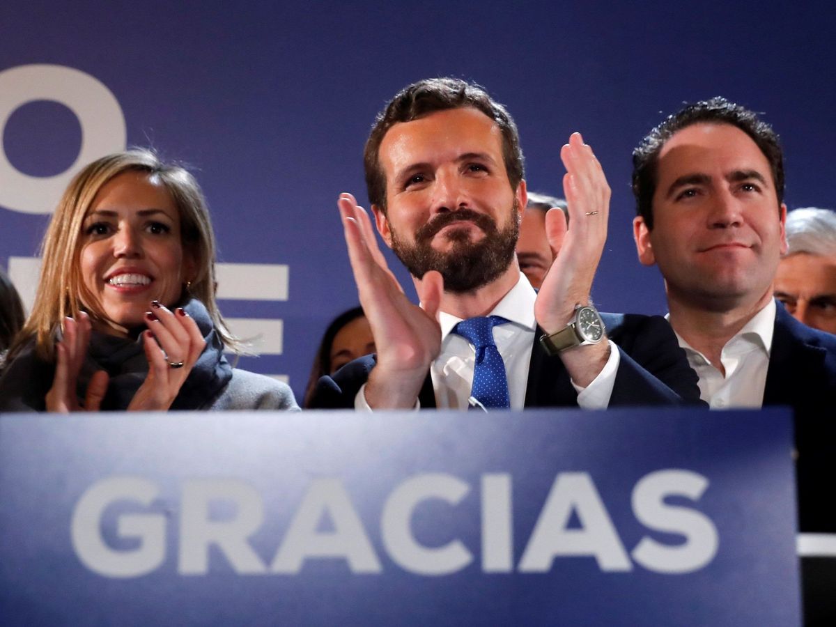 Foto: El líder del PP, Pablo Casado, tras los resultados electorales. (EFE)