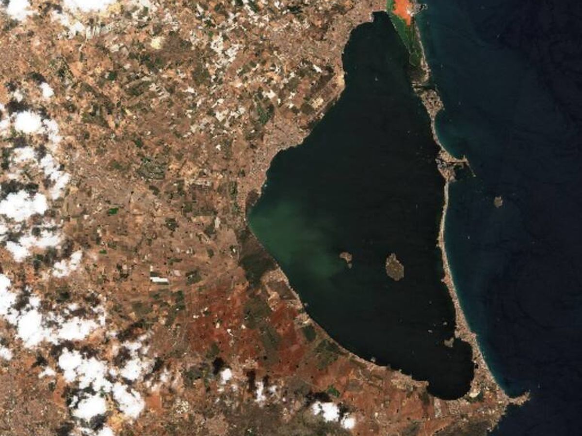 Foto: Imagen satelital de la laguna del Mar Menor, en Murcia (Sentinel)