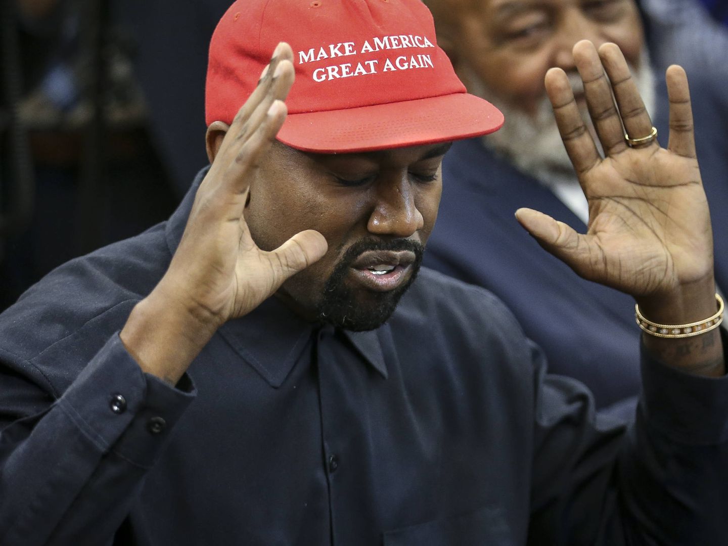  Kanye West, durante un encuentro con Trump. (Getty)