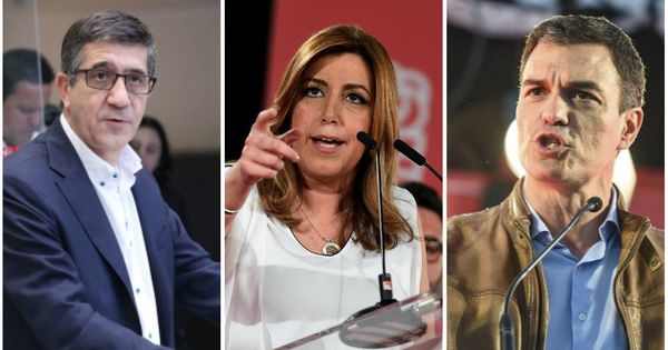 Foto: Patxi López, Susana Díaz y Pedro Sánchez, los tres principales precandidatos a las primarias socialistas. (EFE)