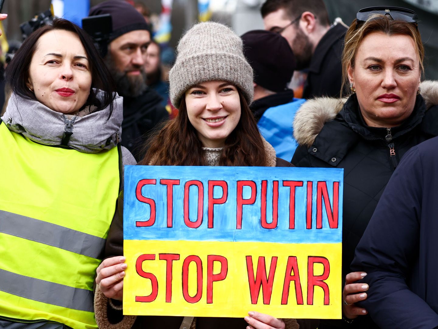 Manifestación en Bruselas en apoyo a Ucrania. 