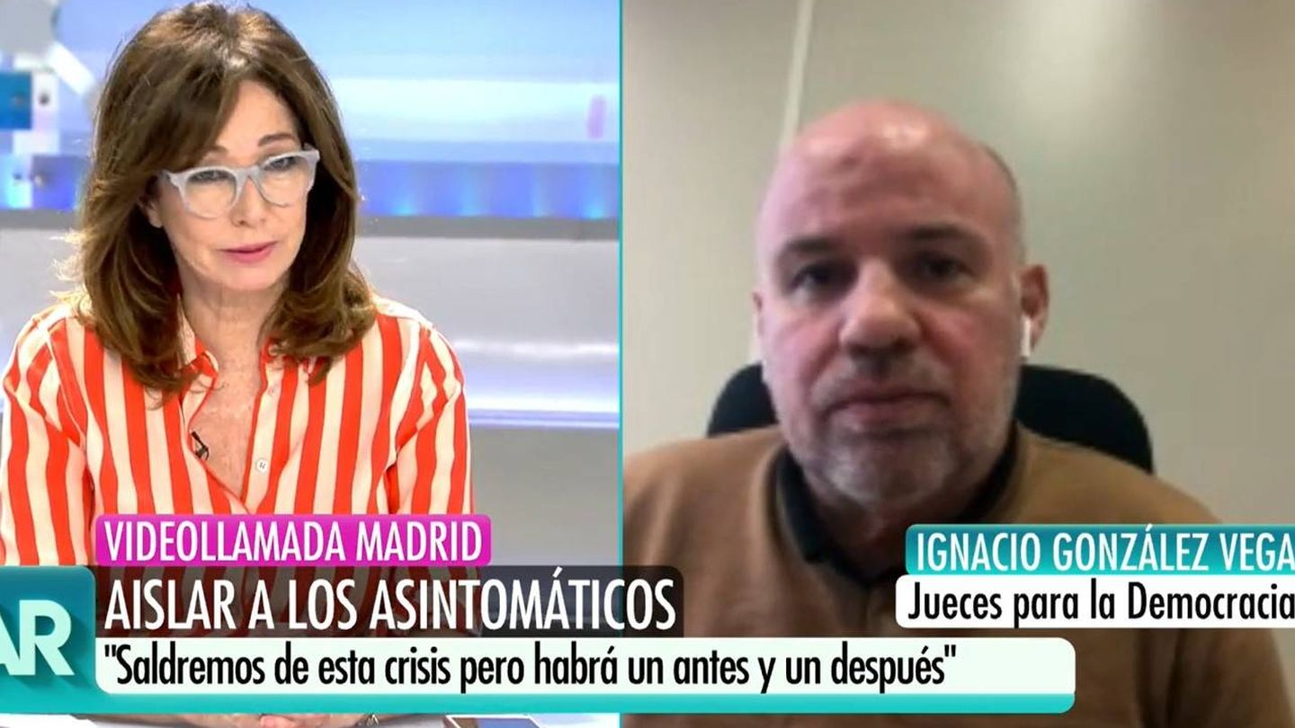 Ana Rosa Quintana, en conexión con Ignacio González Vega. (Mediaset)