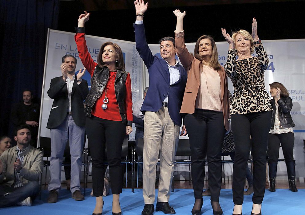 Foto: Botella, González, Báñez y Aguirre, durante la reunión del PP de Madrid para abordar las europeas. (Efe)