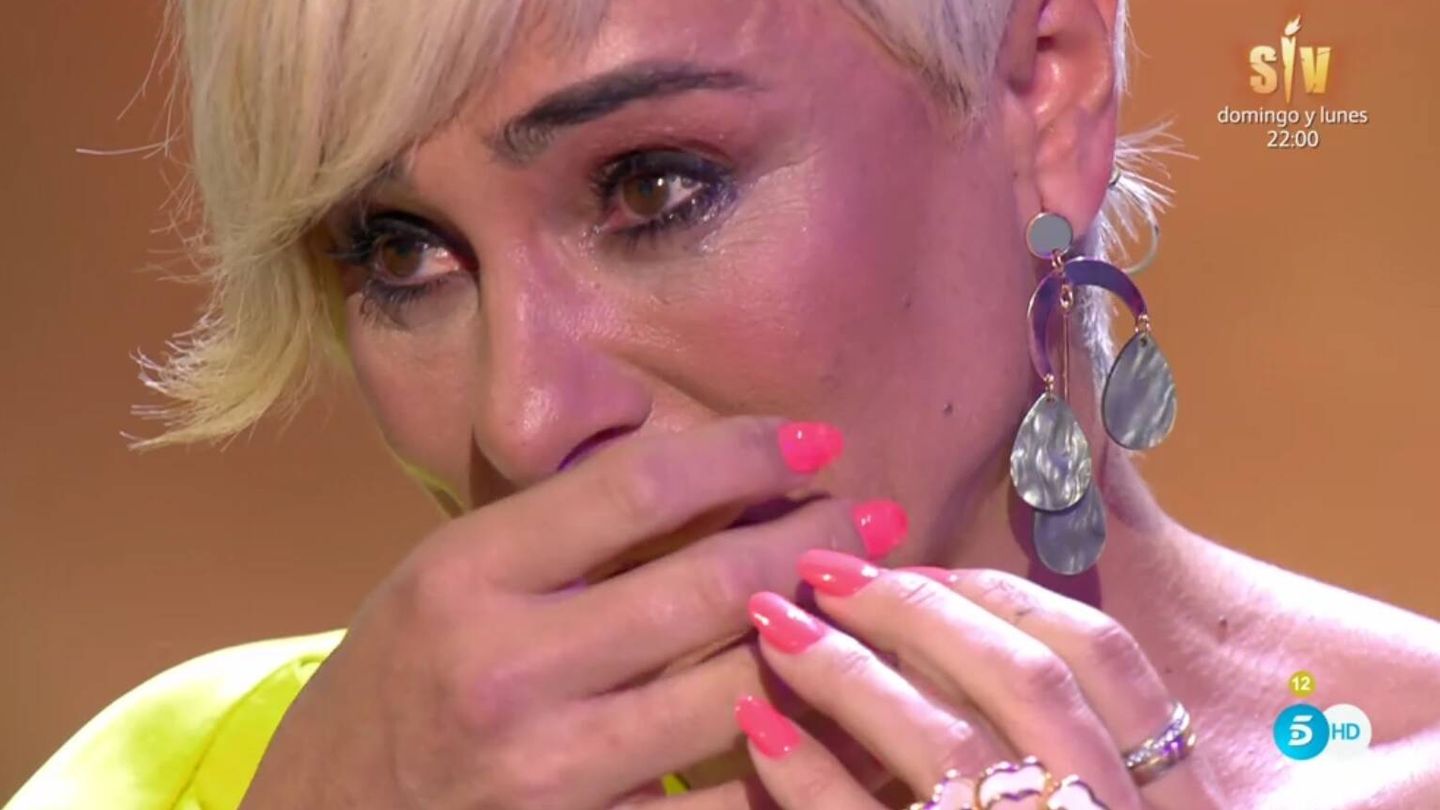 Ana María Aldón llorando. (Telecinco).