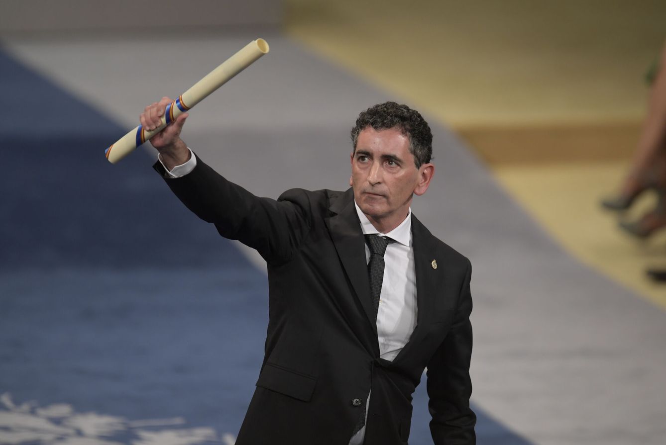Juan Mayorga, cuando recibió el Premio Princesa de Asturias de las Letras en 2022. (EFE/Eloy Alonso)