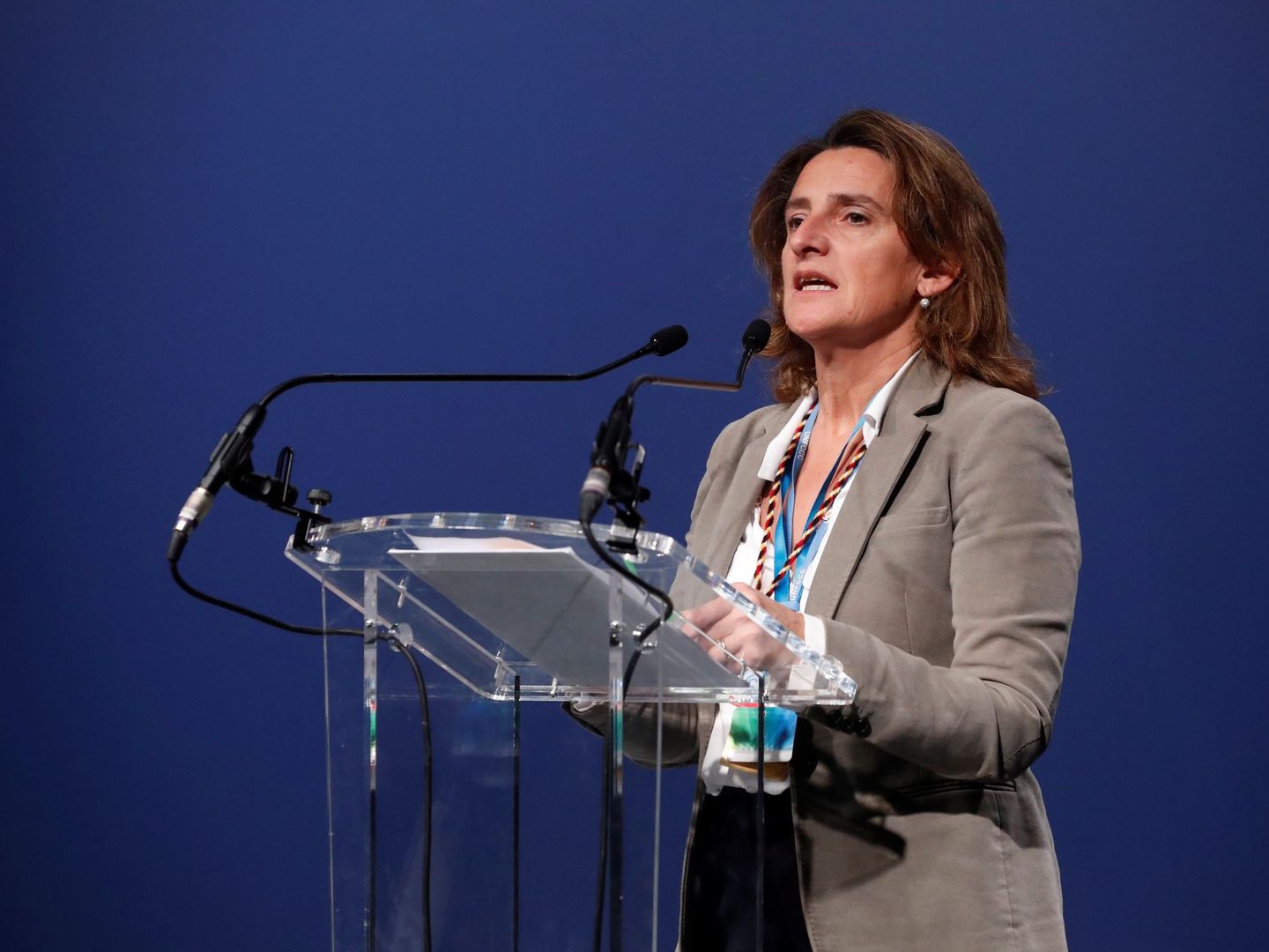 Teresa Ribera, durante su intervención en la Cumbre del Clima en Madrid. (EFE)