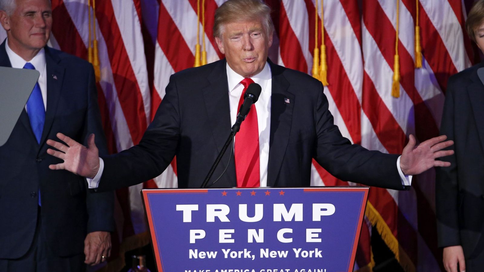 Foto: El presidente electo de Estados Unidos, Donald Trump, durante su primer discurso tras ganar las elecciones. (Reuters)