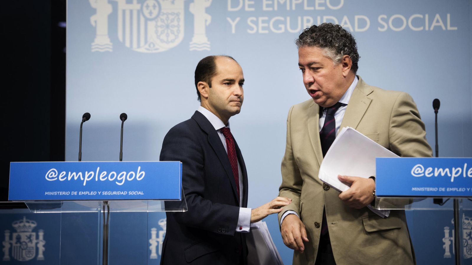 Foto: Los secretarios de Estado de Empleo, Juan Pablo Riesgo (i), y Seguridad Social, Tomás Burgos. (EFE)