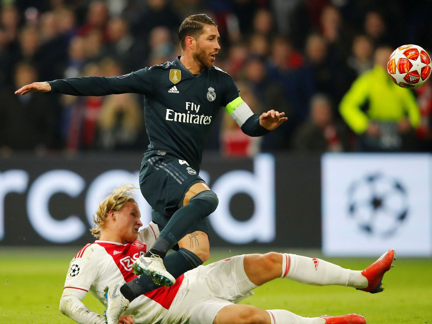 Ramos, en el partido de ida ante el Ajax de Ámsterdam, febrero de 2019 (Reuters).