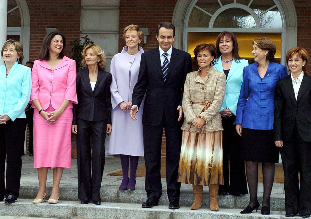 Foto: Zapatero y las ocho ministras del gobierno socialista de 2004. (Efe)
