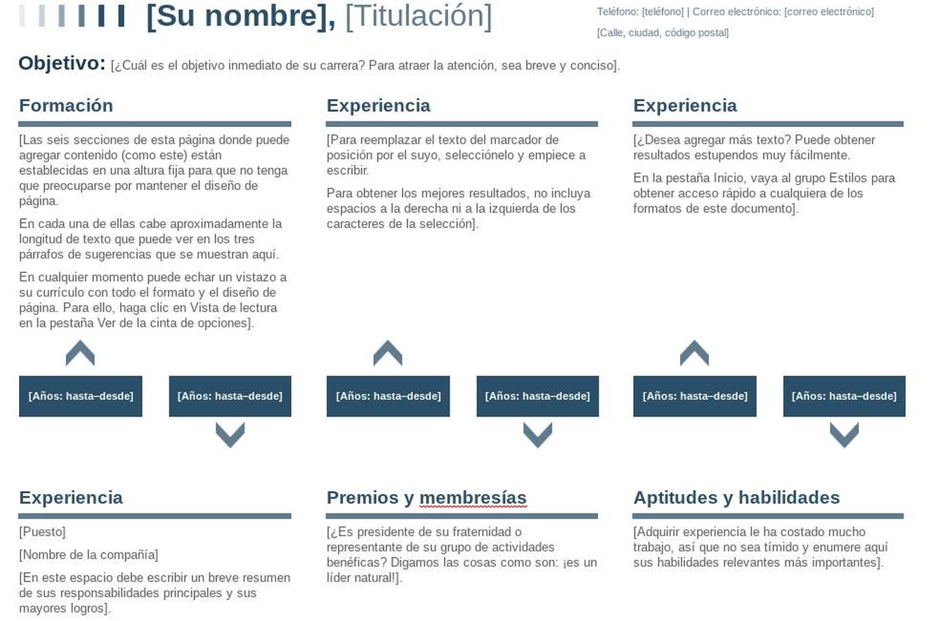 Ejemplo de currículum que propone Microsoft. (Imagen: José Manuel Blanco)