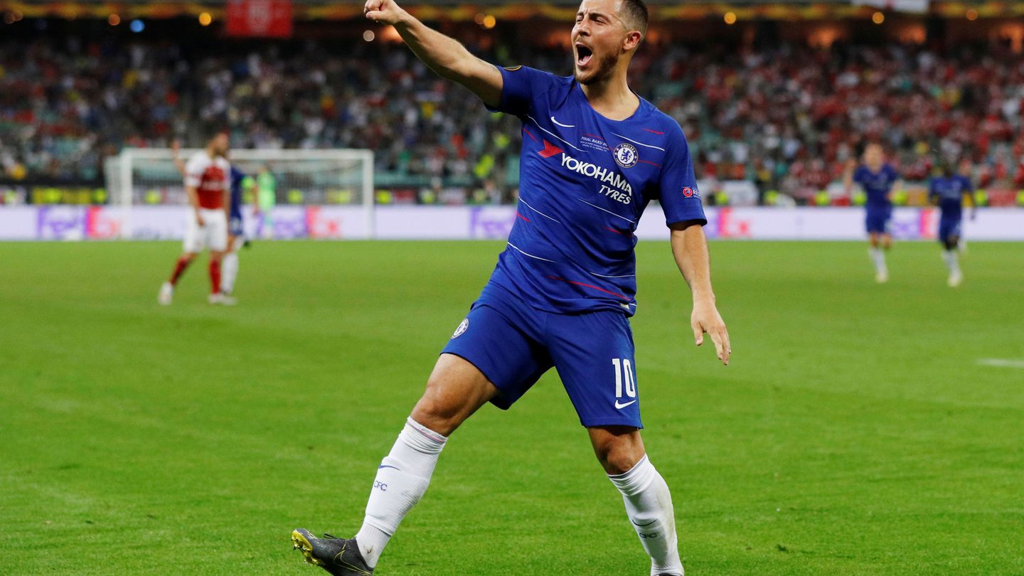 Eden Hazard celebra un gol en la final de la Europa League. (Efe)