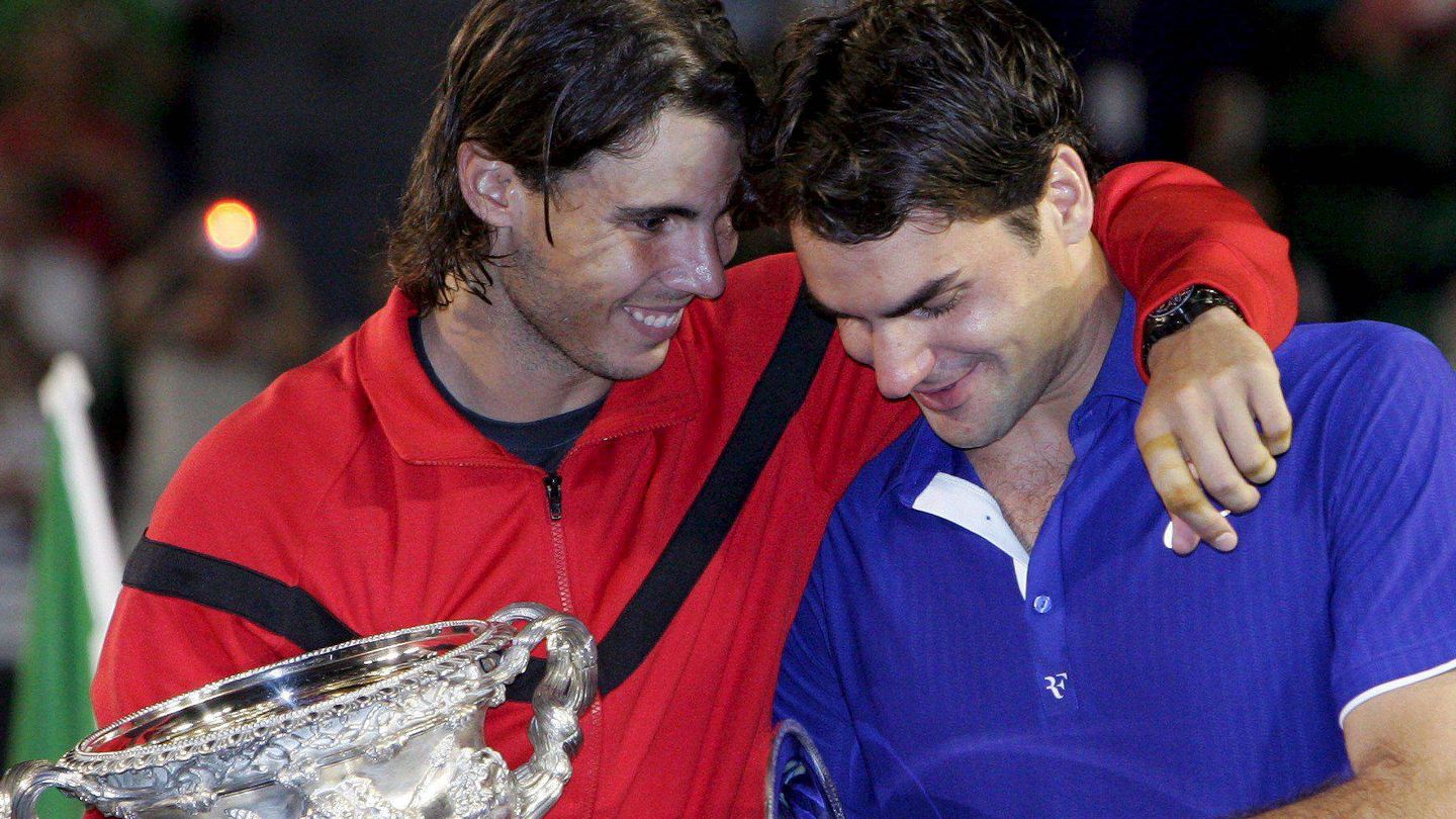 Nadal y Federer, tras el Abierto de Australia de 2009. (EFE/Stuart Milligan)