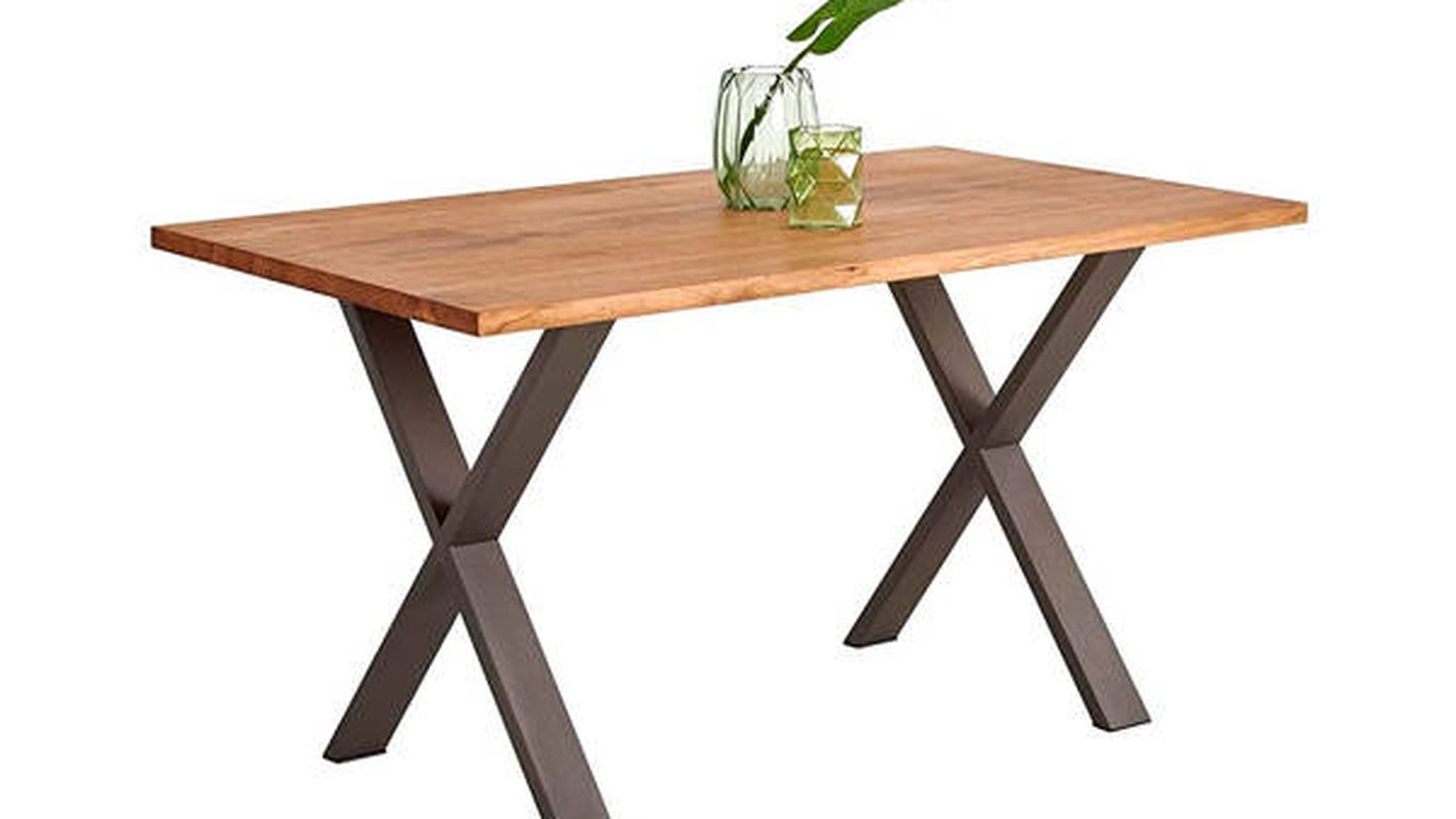Mesa rectangular de madera maciza con vetas