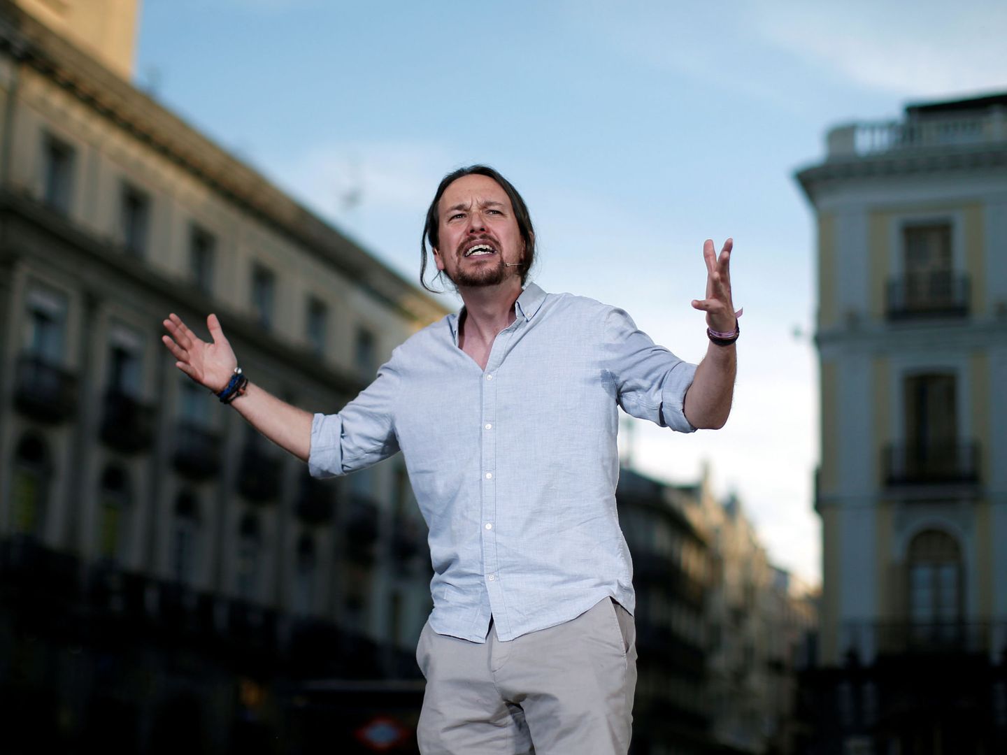 El líder de Podemos en Sol. (Reuters)        